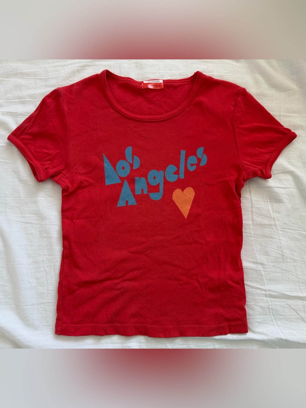 MOTHER Red Short-Sleeve 'Los Angeles' Graphic Tee